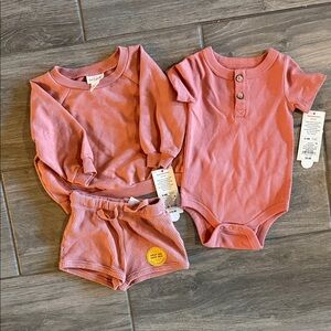Cat & Jack Terracotta Baby Outfit Set Sz 0-3 Mon